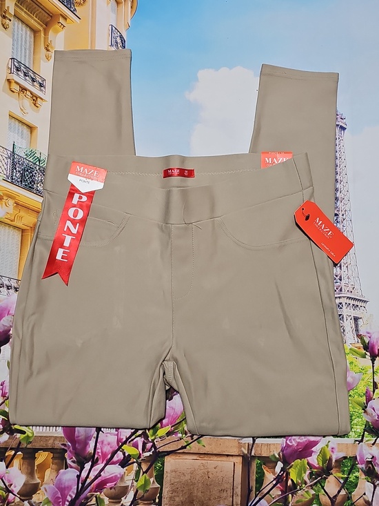 Maze Collection Pants - MAZE Tan Ponte Skinny Leggings in Taupe Size 1X New